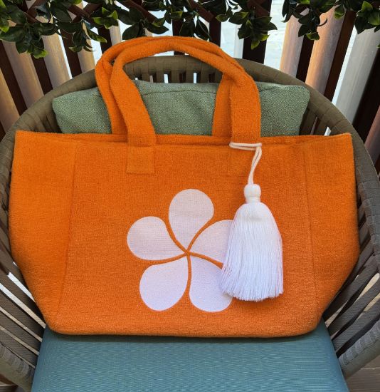 Picture of Mauna Kea Resorts DLD Terry  Classic Beach Bag (Navy/Orange)